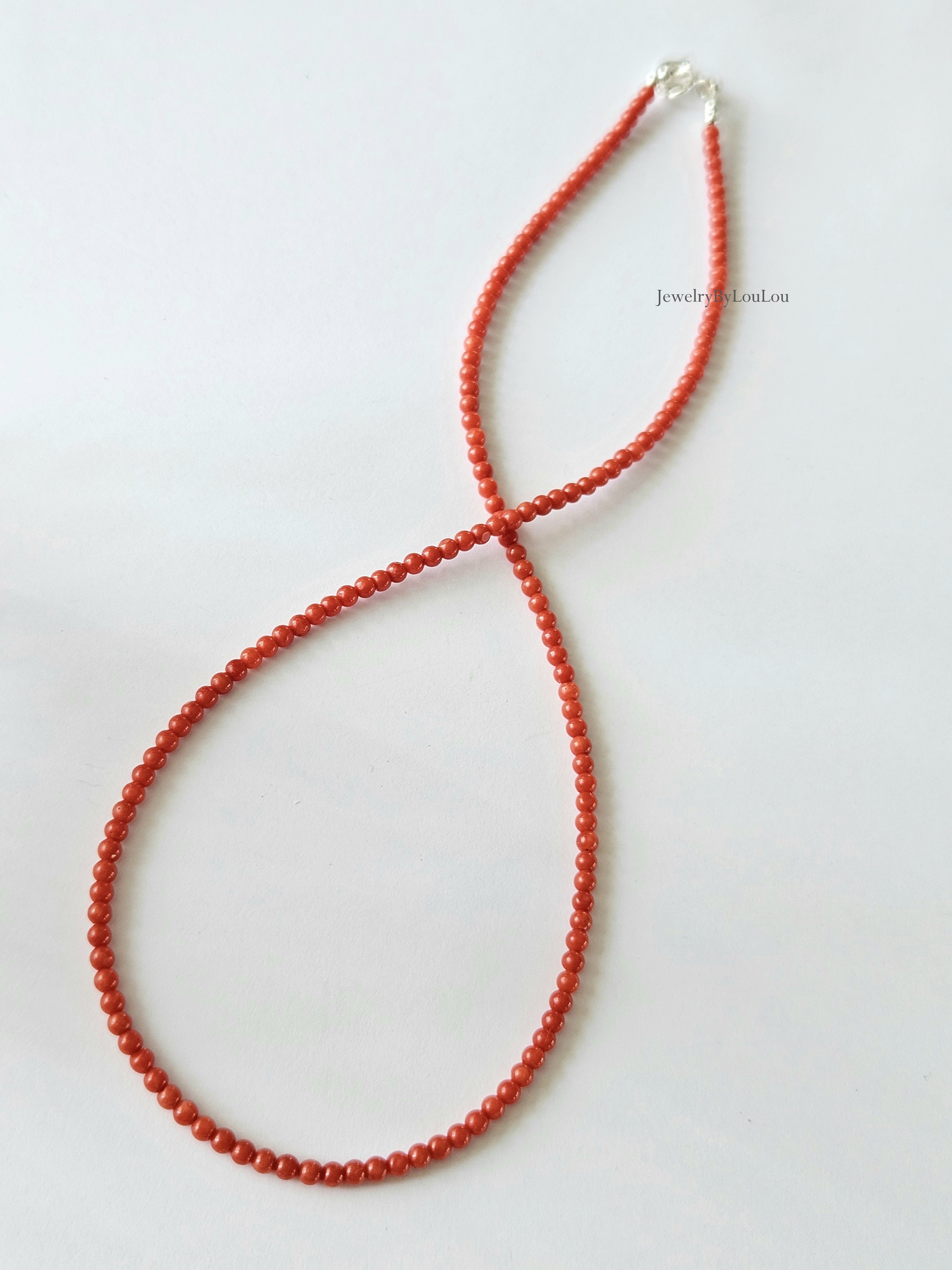 Italiaanse Koraal kralen ketting 3mm, 14k goldfilled - 925 sterling zilver