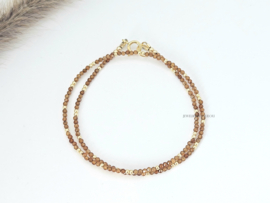 Hessonite garnet bead necklace, 14k goldfilled - 925 sterling silver