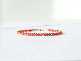 Italiaanse koraal kralen armband, 14k goldfilled & 925 sterling zilver