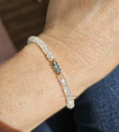 Maansteen en blauwe zirkoon armband, 14k goldfilled & 925 sterling zilver