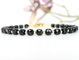Black onyx bead bracelet, available in 14k gold filled - 925 sterling silver