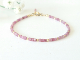 Roze toermalijn armband, 14k goldfilled & 925 sterling zilver