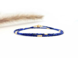 Lapis Lazuli kralen ketting, 14k goldfilled - 925 sterling zilver