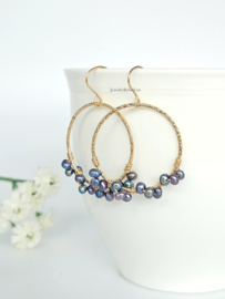 Peacock freshwater pearls earrings  14k goldfilled