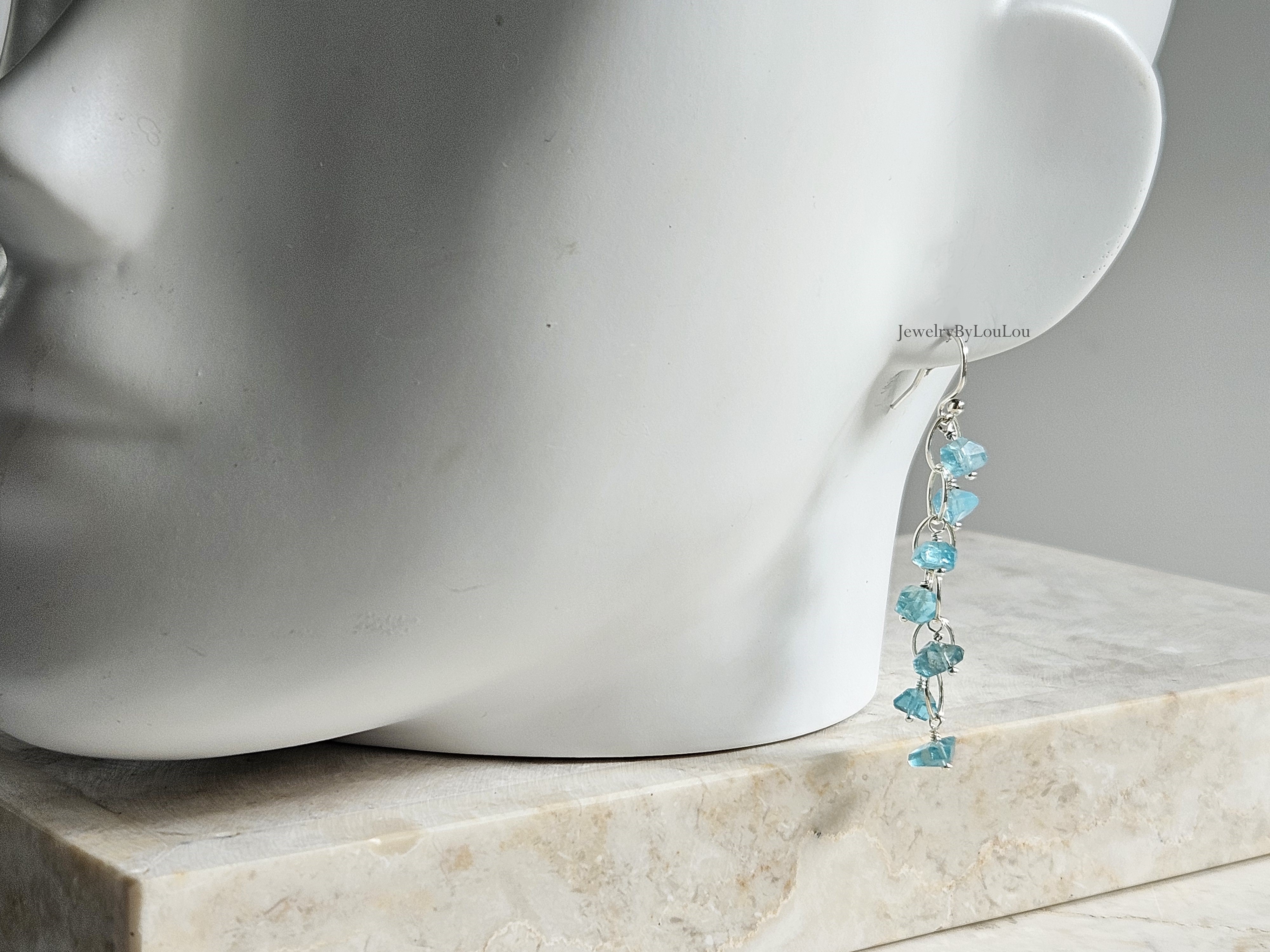Sky Blue Apatiet oorbellen, 14k goldfilled - 925 Sterling zilver