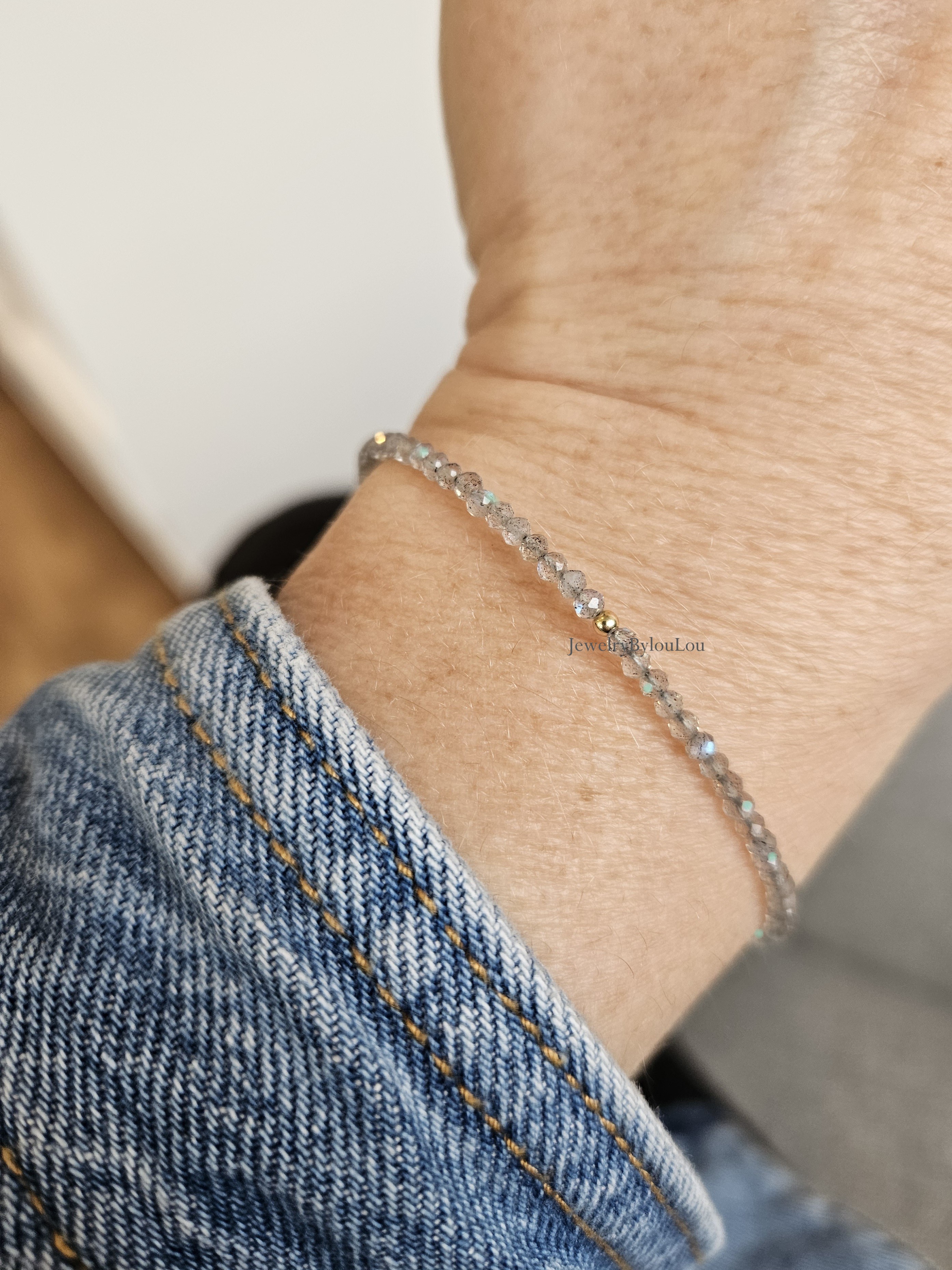Labradorite beaded bracelet     925 sterling silver   -   14k goldfilled