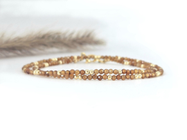 Hessonite garnet bead necklace, 14k goldfilled - 925 sterling silver
