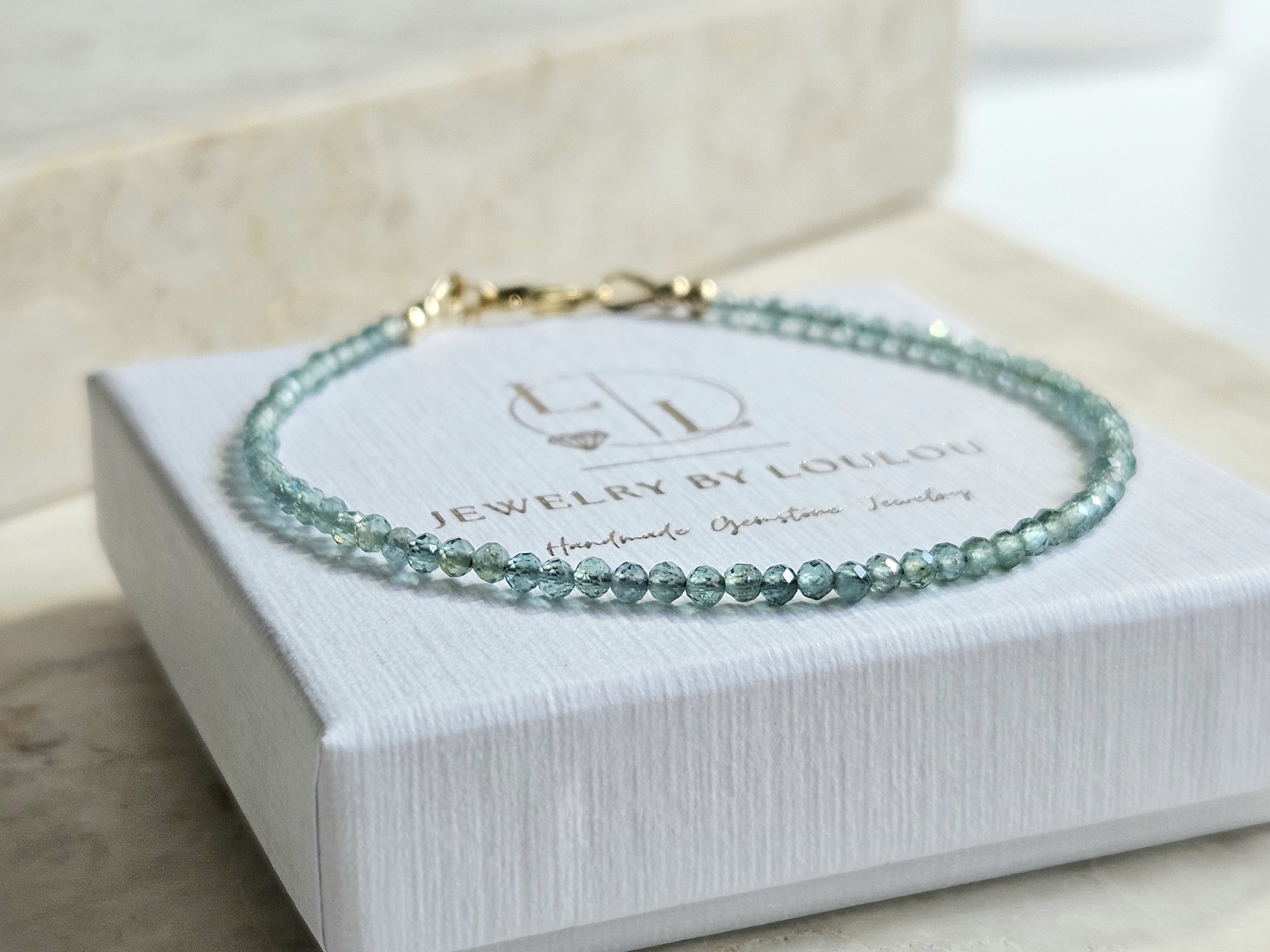 Indicoliet blauwe Toermalijn armband     925 sterling zilver   -   14k goldfilled