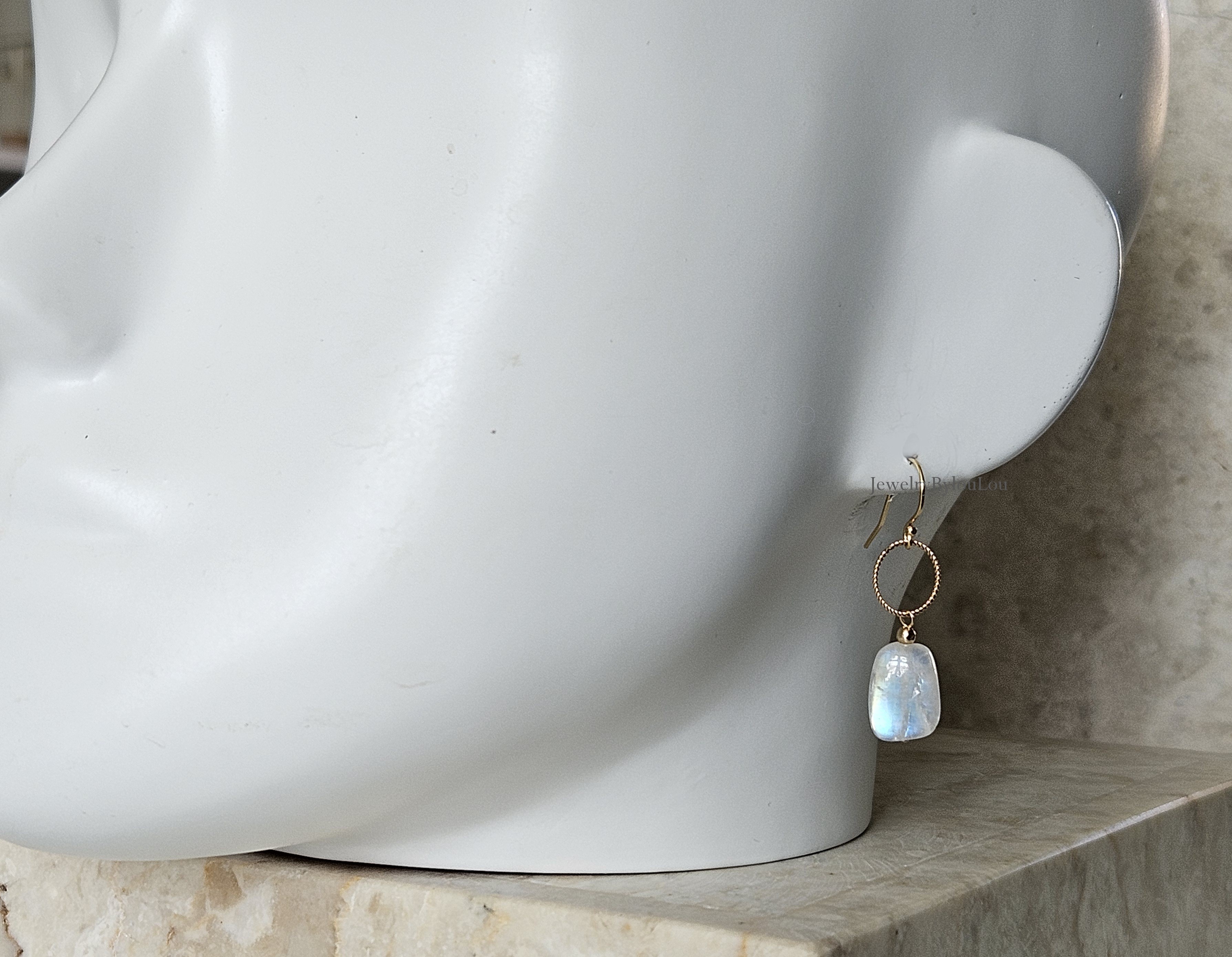 Regenboog Maansteen oorbellen  14k goldfilled