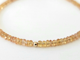 Gele Saffier edelstenen kralen armband, 14k goldfilled - 925 sterling zilver