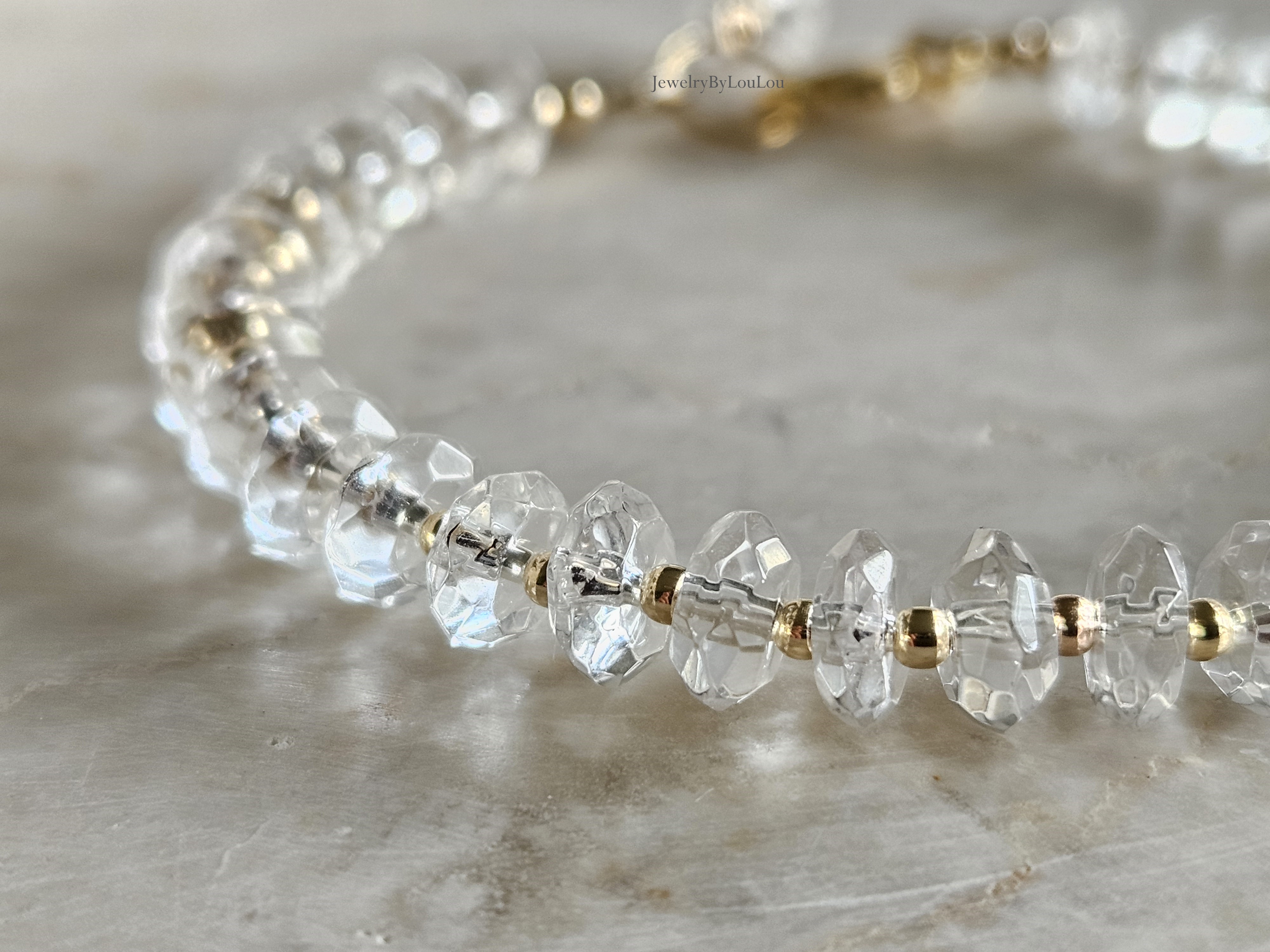 AAA Bergkristal kralen armband, 14k goldfilled - 925 sterling zilver
