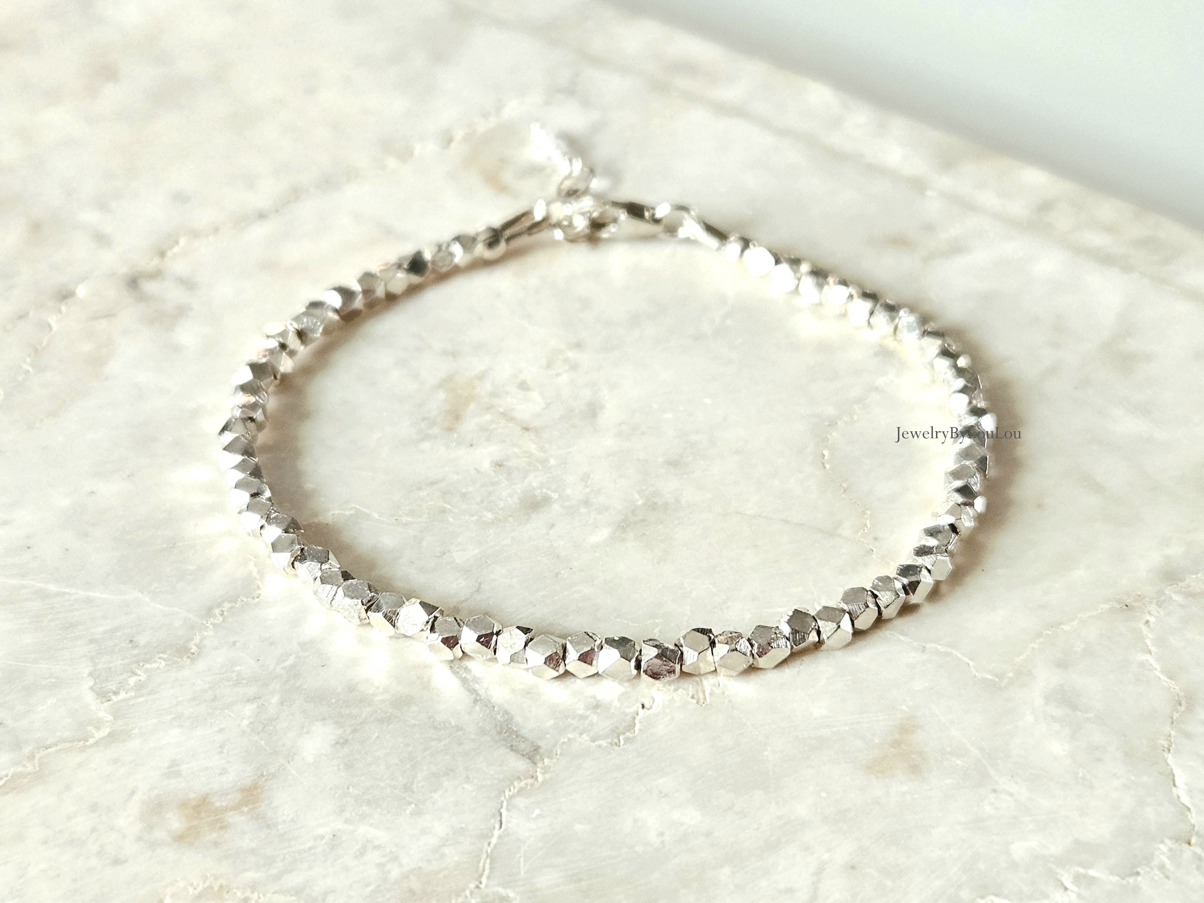 Zilveren Hill Tribe kralen armband  925 sterling zilver, leverbaar met sluiting - elastiek