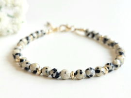 Dalmatian jasper beaded bracelet 14k goldfilled 