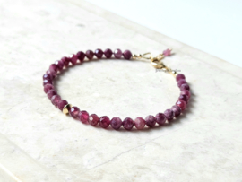 Roze Rubelliet Toermalijn armband, 14k goldfilled & 925 sterling zilver