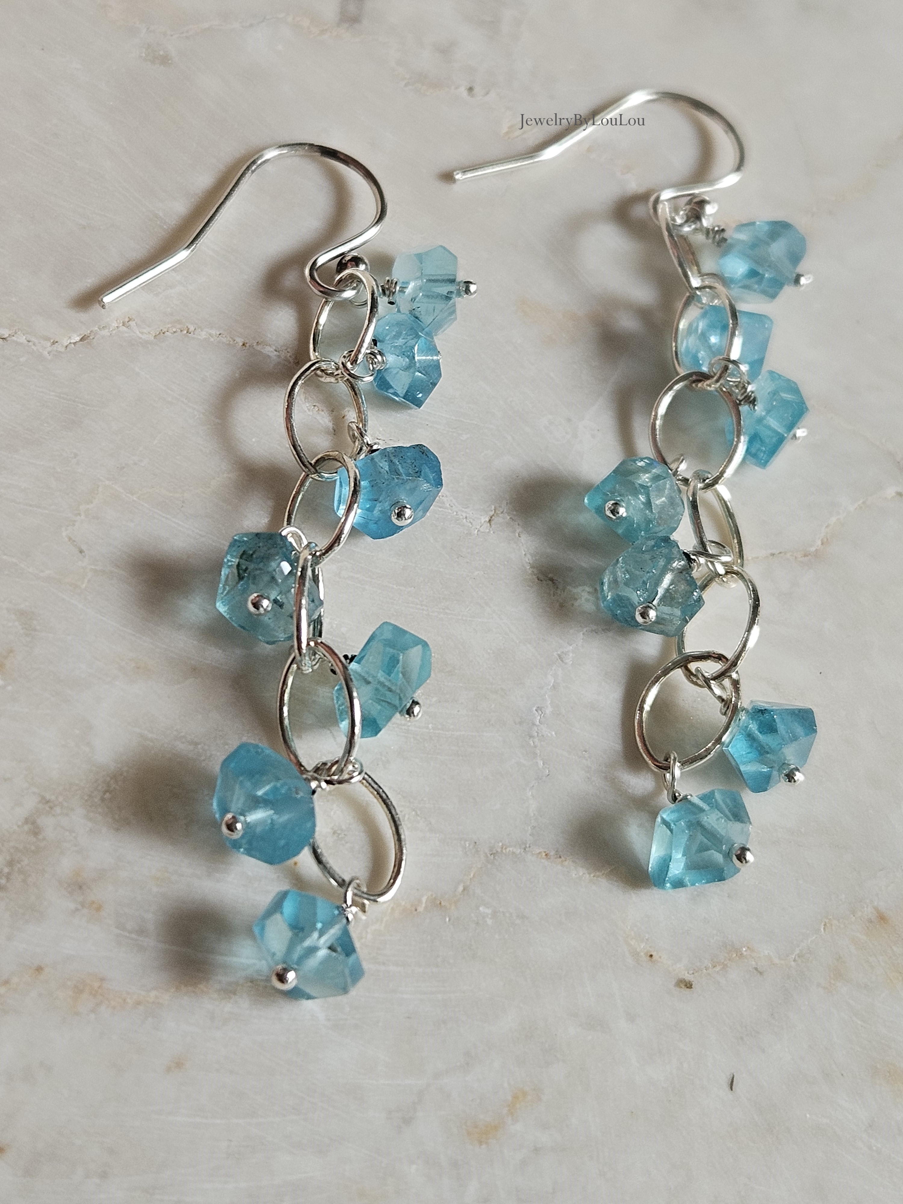 Sky Blue Apatiet oorbellen, 14k goldfilled - 925 Sterling zilver