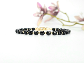 Black onyx bead bracelet, available in 14k gold filled - 925 sterling silver