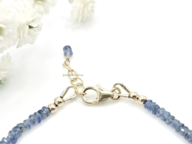Licht blauwe Birma Saffier kralen armband, 14k goldfilled - 925 sterling zilver