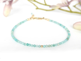 Amazonite beaded bracelet, 14k goldfilled - 925 sterling silver