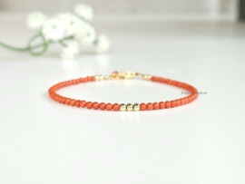 Italiaanse Koraal kralen armband 2mm, 14k goldfilled - 925 sterling zilver