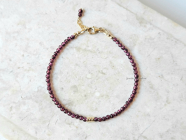 Rhodolite Garnet beaded bracelet, 14k gold-filled & 925 sterling silver