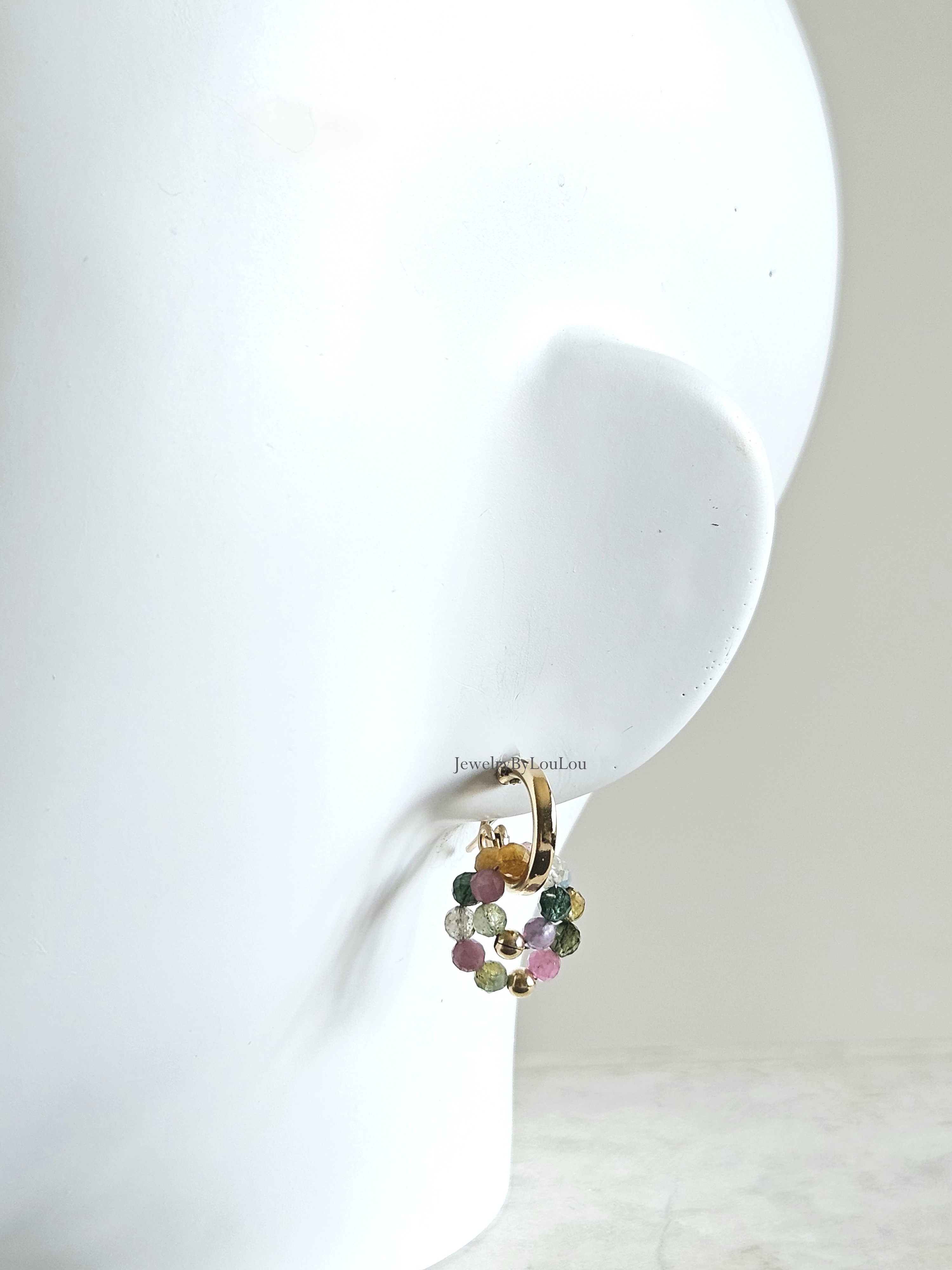 Multi Tourmaline creolen earrings, 14k goldfilled - 925 sterling silver