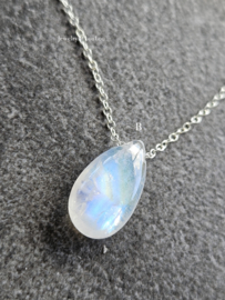 Fijn kettinkje met maansteen druppel, 14k goldfilled & 925 sterling zilver