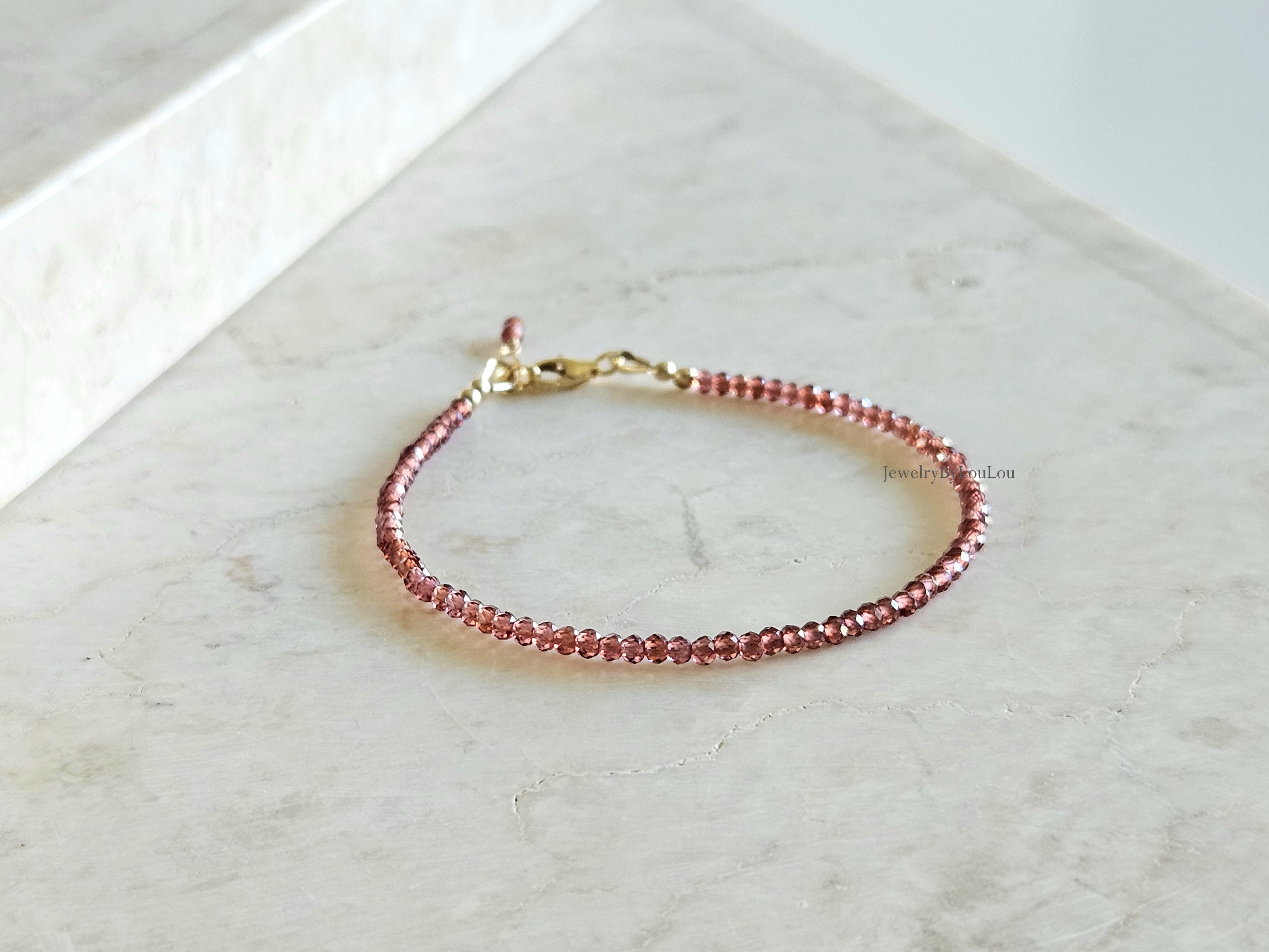 AAA Malaya Granaat  kralen armband  14k goldfilled - 925 sterling zilver