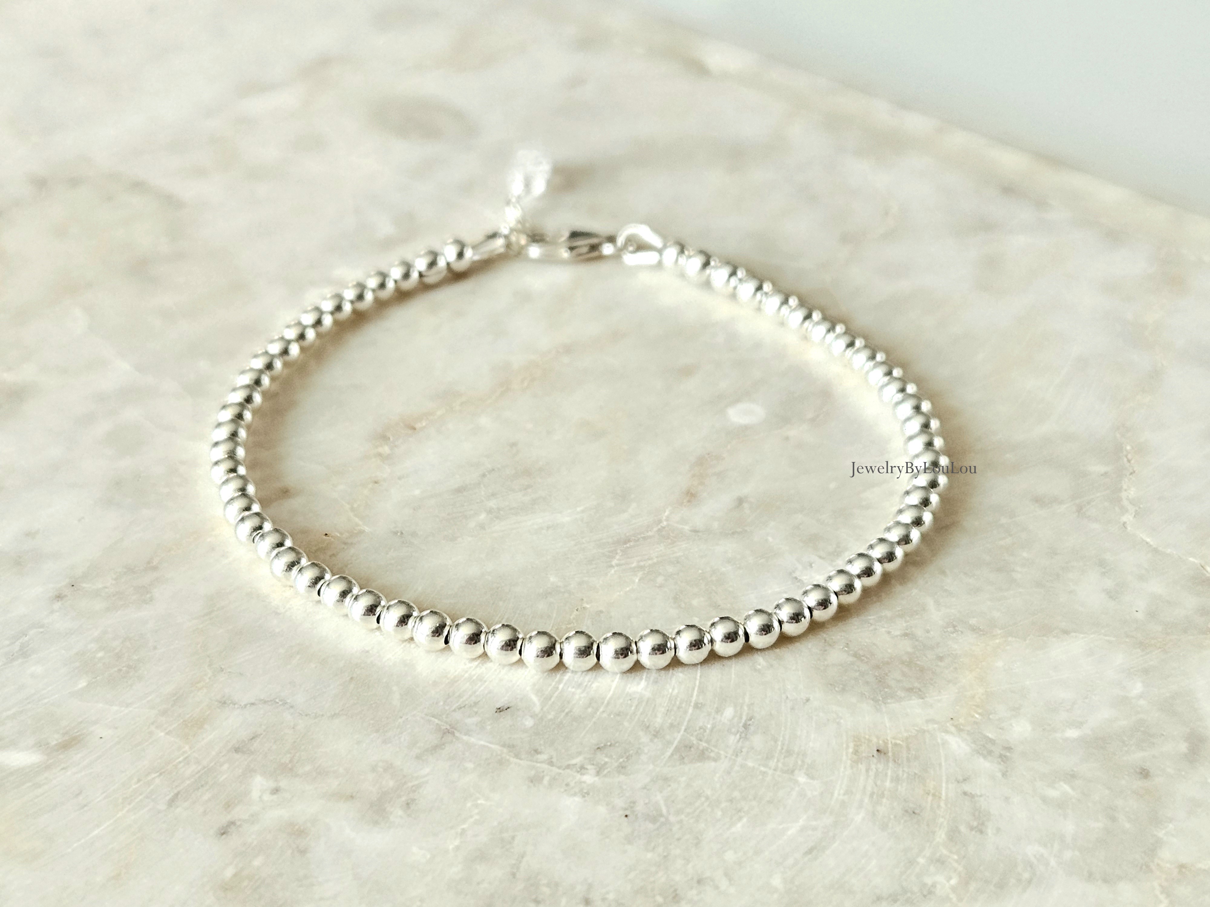 925 sterling zilver kralen armband 3mm, leverbaar met sluiting - elastiek