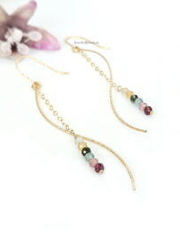 Tourmaline gemstone earrings, 14k goldfilled