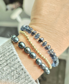 Teal blauwe Kyaniet kralen armband, 14k goldfilled - 925 sterling zilver