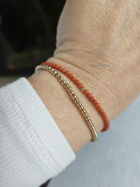 Italian Coral beaded Bracelet, 14k goldfilled - 925 sterling silver