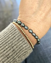 Peacock grijze zoetwaterparel kralenarmband ,  925 sterling zilver - 14k goldfilled
