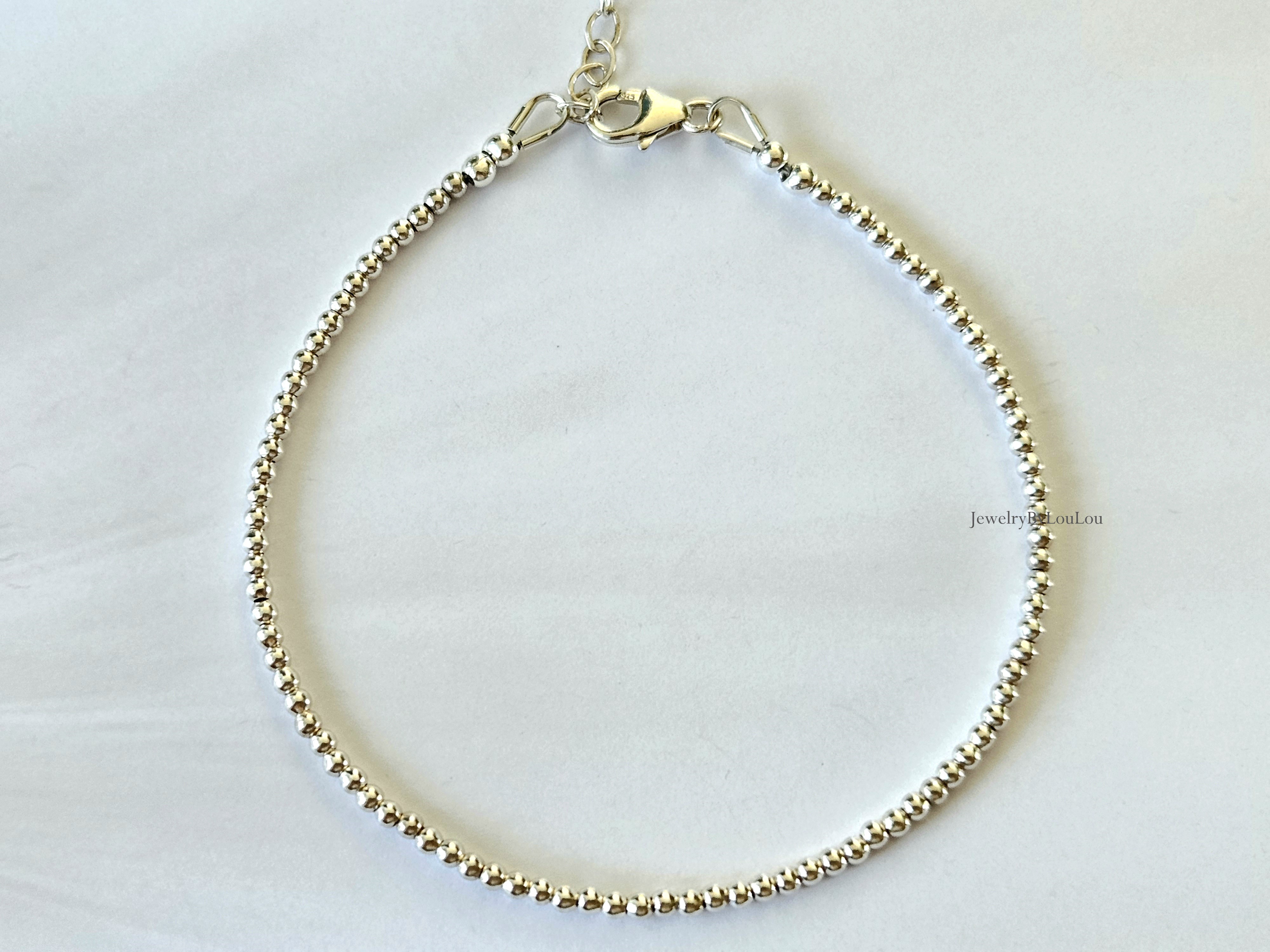 925 sterling zilver kralen armband 2mm, leverbaar sluiting - elastiek