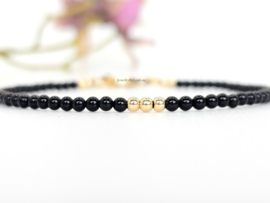 Black Onyx gemstone beaded bracelet, available in 14k goldfilled & 925 sterling silver