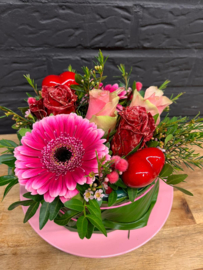 Bloemen taartje -rood/roze-