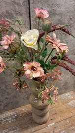 Boeket -zijden roze/paars/wit-