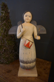 Engel met trommel (met kaarsenhouder) XL