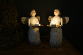 Engel Brigitte met theelichthouder (set 2 stuks)