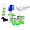 Harsset compleet: Enkele verwarmer, 4 x  Aloe Vera patroon, 1 x Harsstrips, 1x Aloe Vera afterwax gel