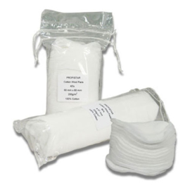 Wattenpads Profistar 100% katoen, rond 57 mm, rol 80 st.  1 zakje