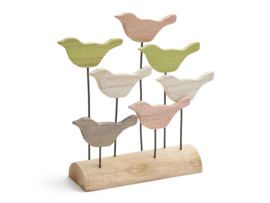 Vogels op houten blok