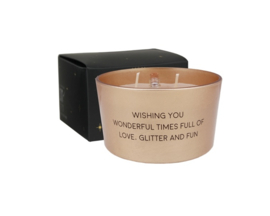 FLESSENPOST KAARS - WISHING YOU WONDERFUL TIMES FULL OF LOVE, GLITTER AND FUN - WINTER WOOD