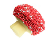 M-DELICIOUS PADDESTOEL WIT PRALINÉ ROOD/WIT MUSKET