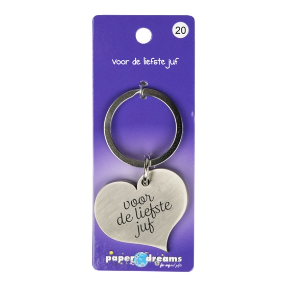 Juf/meester geschenken: hart sleutelhanger