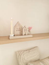 Cadeaubox huisje met tekst 'La vie est belle' met kaars & vaasje