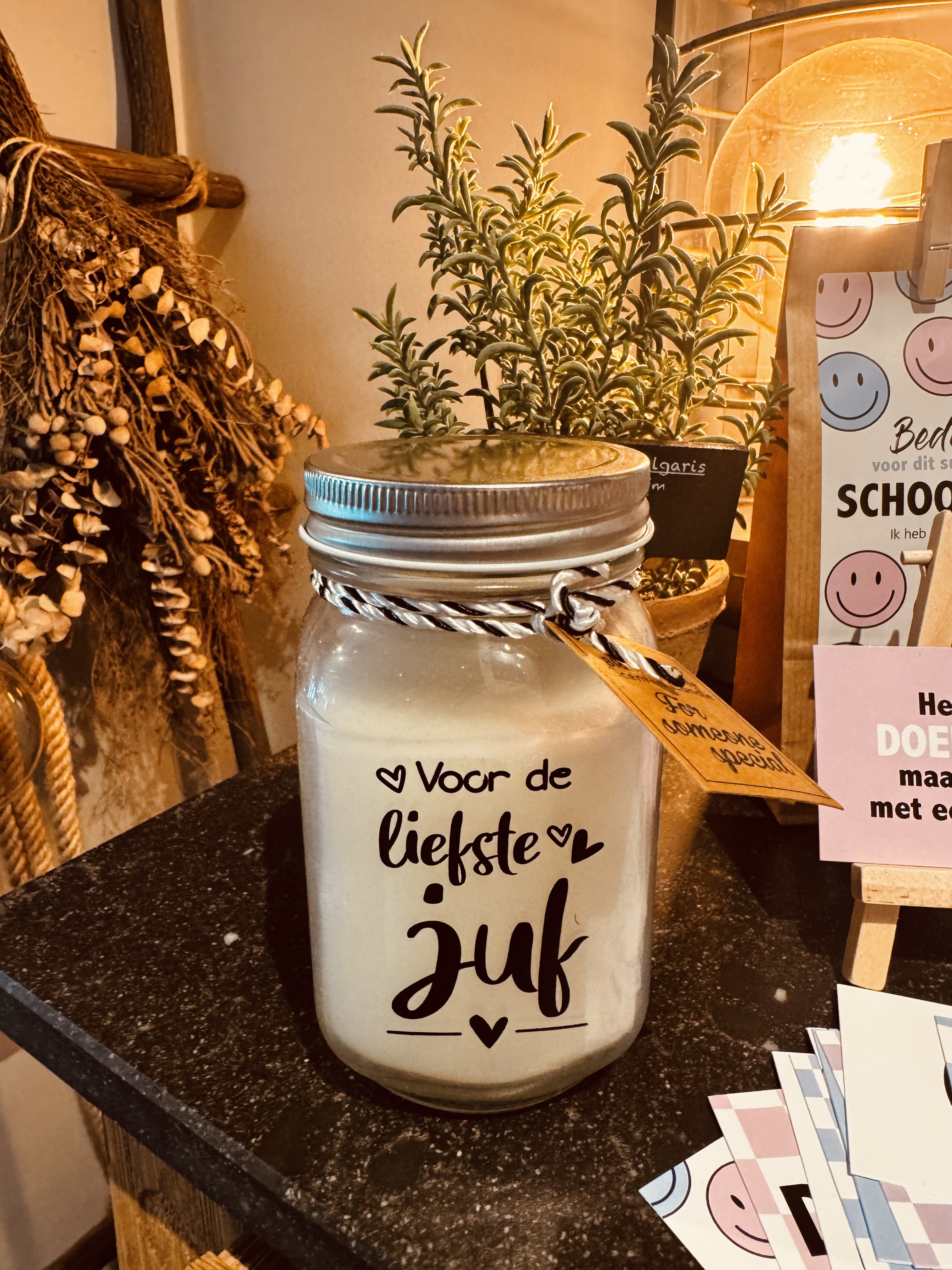 Juf geschenken: geurkaars groot