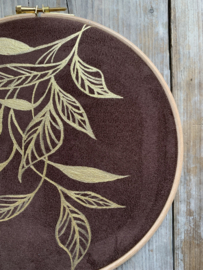 Muurhangerset botanisch blad donkerbruin