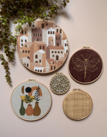 Muurhangerset huisjes rotan webbing
