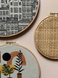 Muurhangerset huisjes rotan webbing