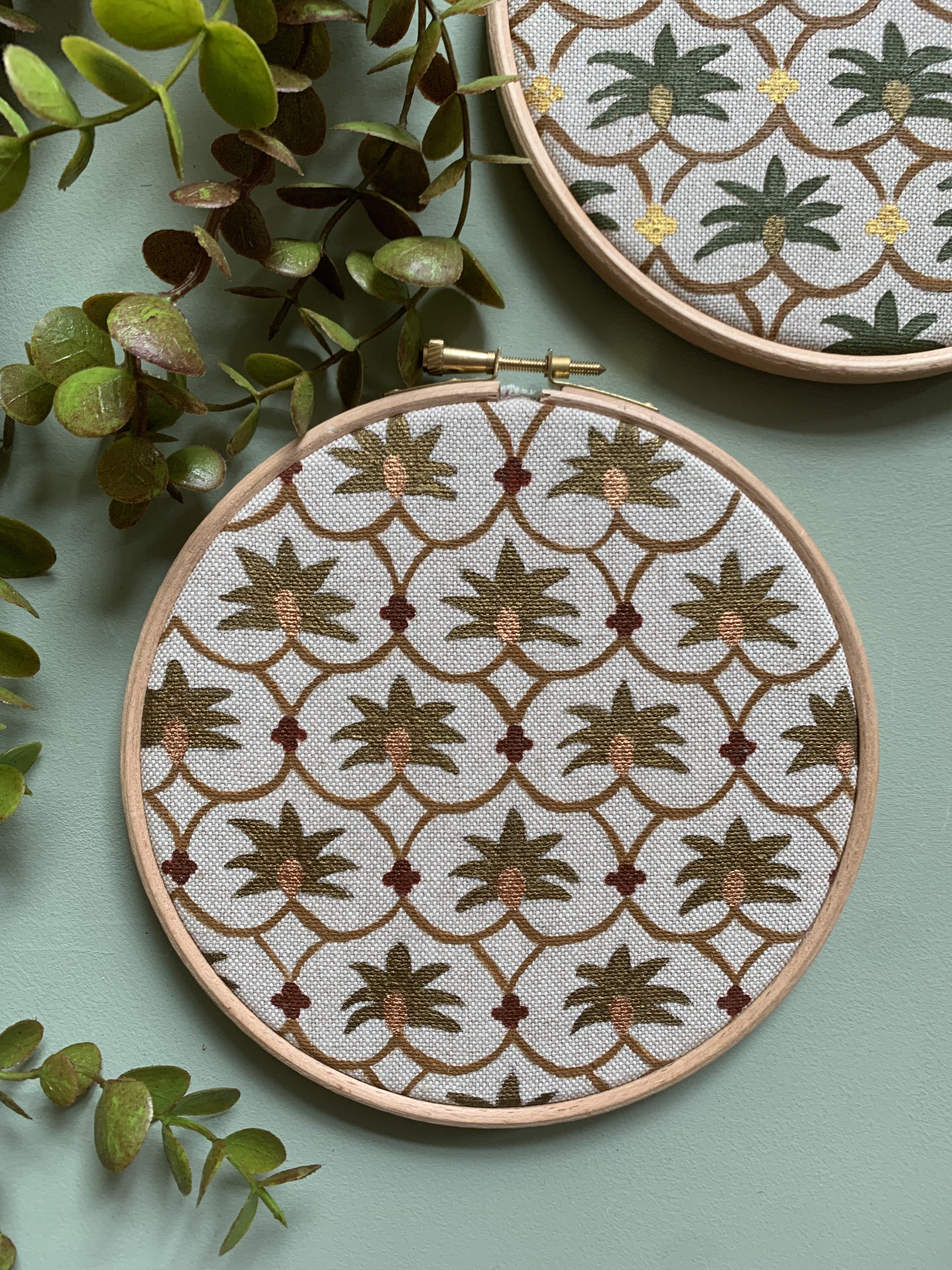 Muurhanger palm blockprint